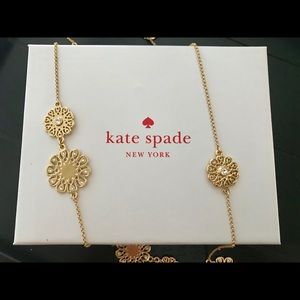 Kate Spade long necklace gold with rhinestones